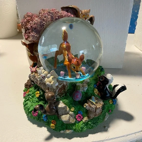 NEW IN BOX DISNEY Bambi Snow Globe with Forest Animals and Musical Wind Up - Picture 3 of 12